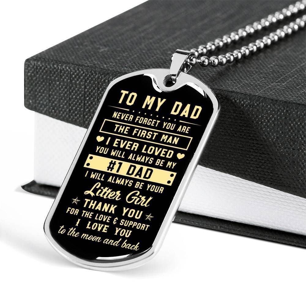 Hearts dog tag to my dad thank you for the love and support i love you, father’s day gift, gift for dad, dog tag military necklace for dad
