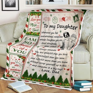 Carta cobertor para minha filha eu te amo melhor presente para filha cobertor de lã, cobertor de família, cobertor de nome personalizado, cobertor de Natal