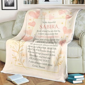 Personalized Granddaughter Blanket from Nana Custom Name Gift with Hearts & Stars Soft Fleece Throw Sentimental Gift for Her