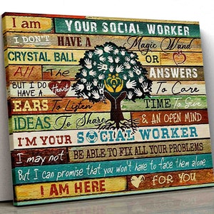 Tree hand canvas poster your social worker magic wand or answers to care time to give and an open mind your social worker i am here for you