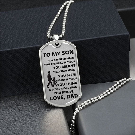 Father to son dog tag necklace clearance