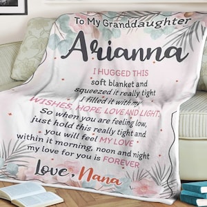 To My Granddaughter Blanket, Custom Name Blanket, Floral Style Blanket, Grandpa Blanket, Gift For Kids, Blankets for girls and boys