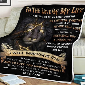 To My Husband Blanket, Blanket For Wife, Custom Lion Blanket, Personalized Name Blanket, Blanket For Couple, Wedding Anniversary Blanket