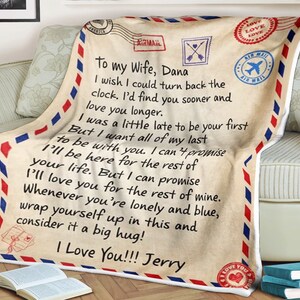 Manta con carta para mi esposa quiero que todos mis ultimos dias esten contigo, manta de aniversario para parejas, regalo de esposo, nombre personalizado, regalos para esposa