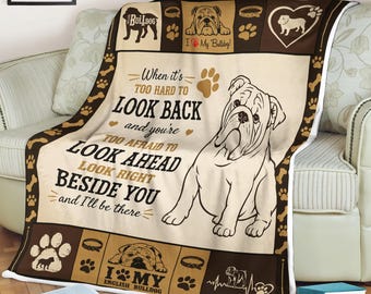English Bulldog Sherpa Blanket, Dog Lover Gift, Gift for English Bulldog Owner, Dog Mom Gift, Blanket For Dog Mom, Dog Mom Blanket