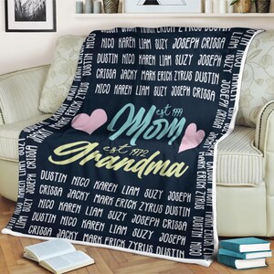 Personalisierte Familiendecke Mama, Oma-Decke, Decke für Oma, Muttertagsdecke, Nana-Decke, Oma Geschenk, Geschenke für Mama
