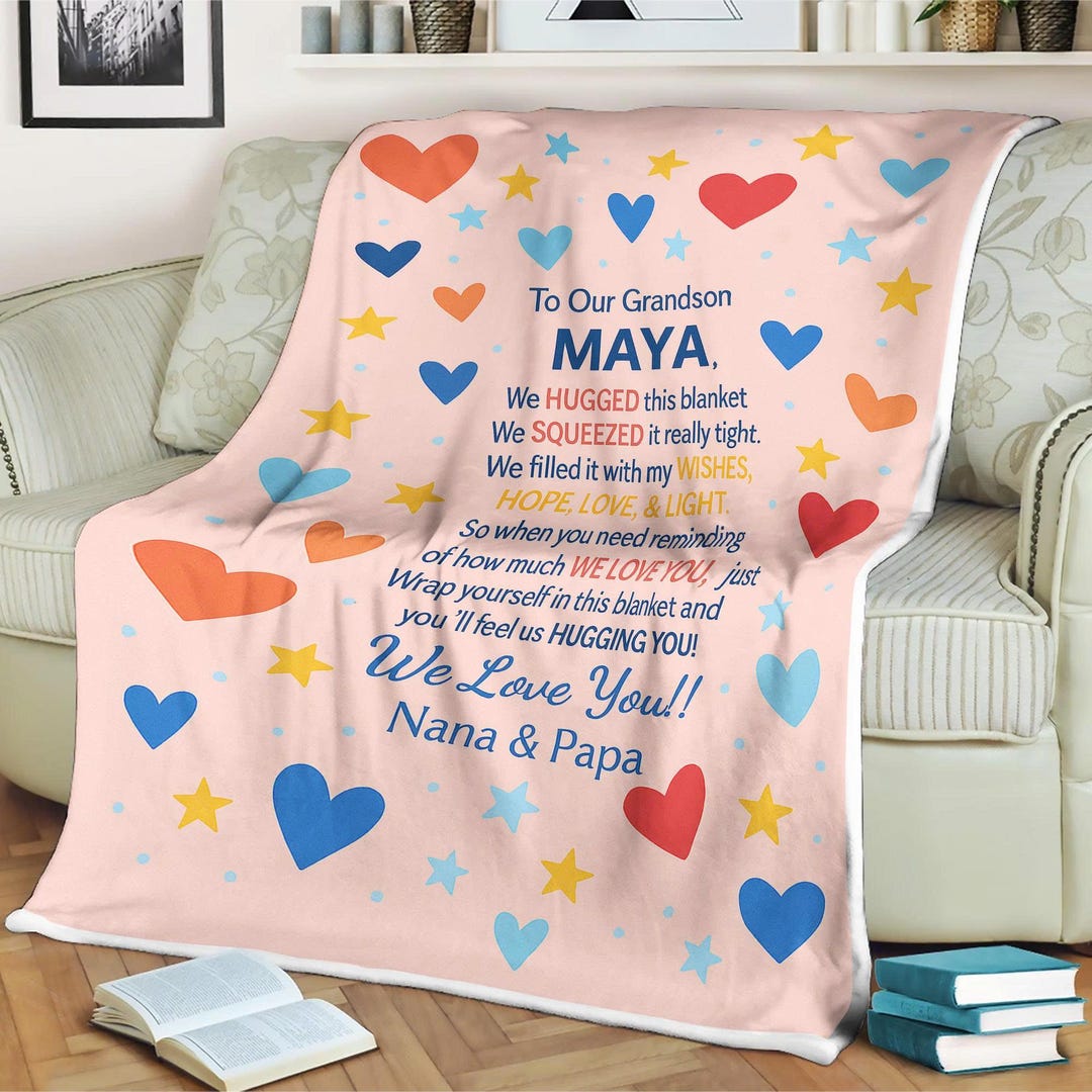 Personalisierte Namensdecke Für Oma – Fleece-Decke Mit Enkelkind-Namen, Familienherzen, Geschenk Für Mutter
