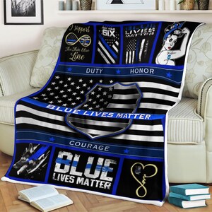 Police Blue Blanket, Police Officer Gift, Custom Police Gift, Thin Blue Line Blanket, Family Blanket, Custom Name Blanket, Christmas Blanket