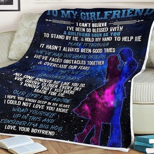 Couple sky star background blanket to my girlfriend, love your boyfriend, blanket gift for girlfriend, wedding day gift, gift for girlfriend