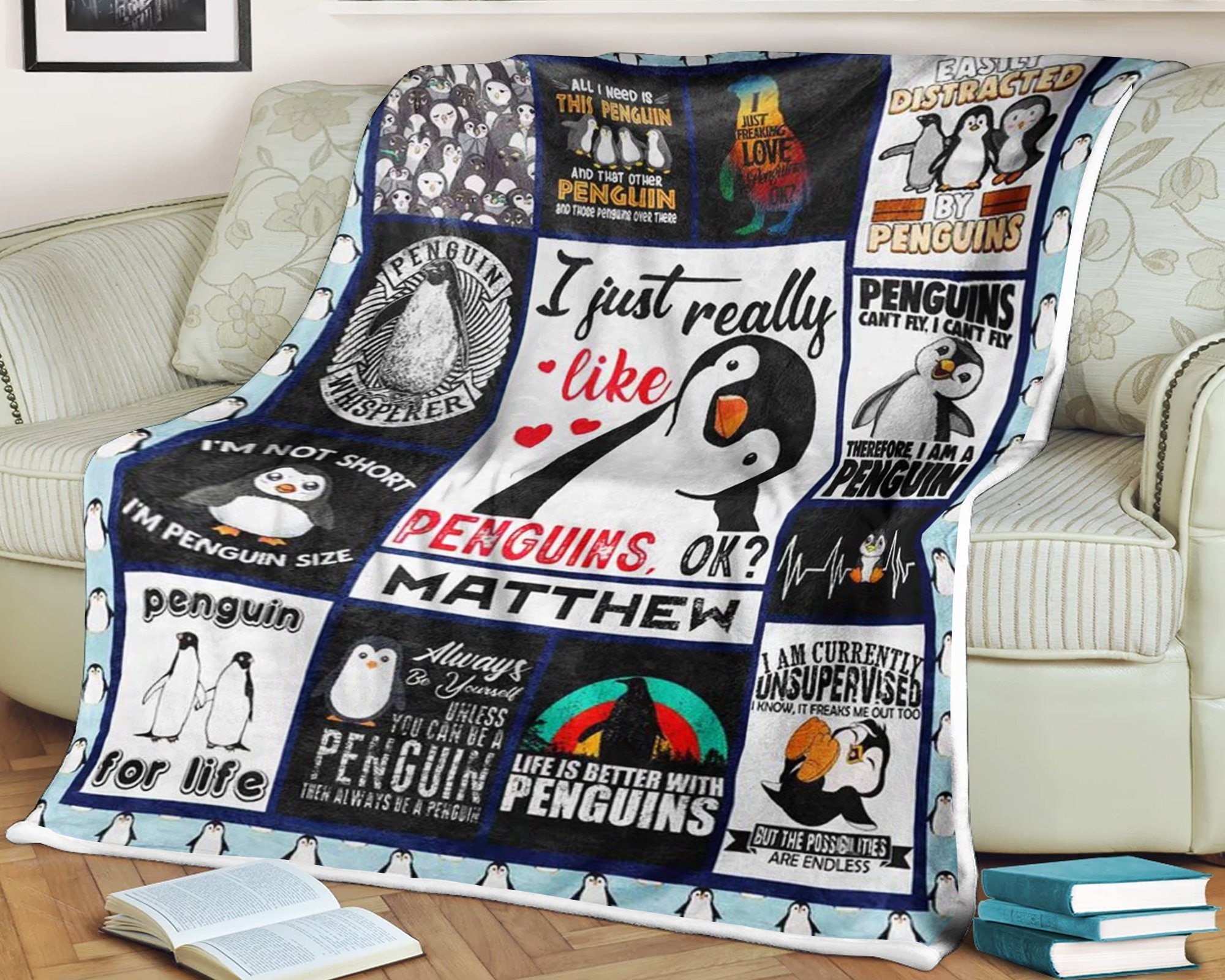 Penguin Blanket Etsy Canada