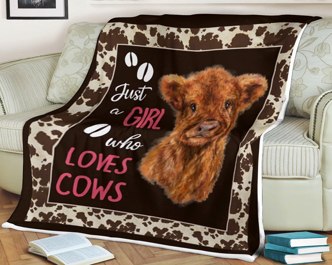 Cow Brown Background Blanket Just a Girl Who Love Cows, Blanket for