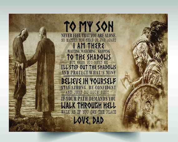 Targa In Metallo Viking Warrior | Scritta Ispirazionale 'Mom To My Son' | Cartello Retrò Per Parete | 20x30 Cm | Decorazione Casa, Garage, Pub