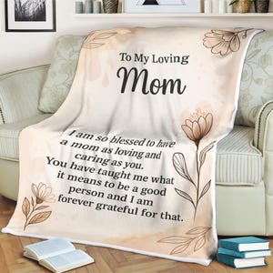 To My Loving Mom Blanket Sentimental Gift for Mother from Daughter or Son  Mother&#39;s Day, Birthday, Christmas Soft Fleece Throw Blanket