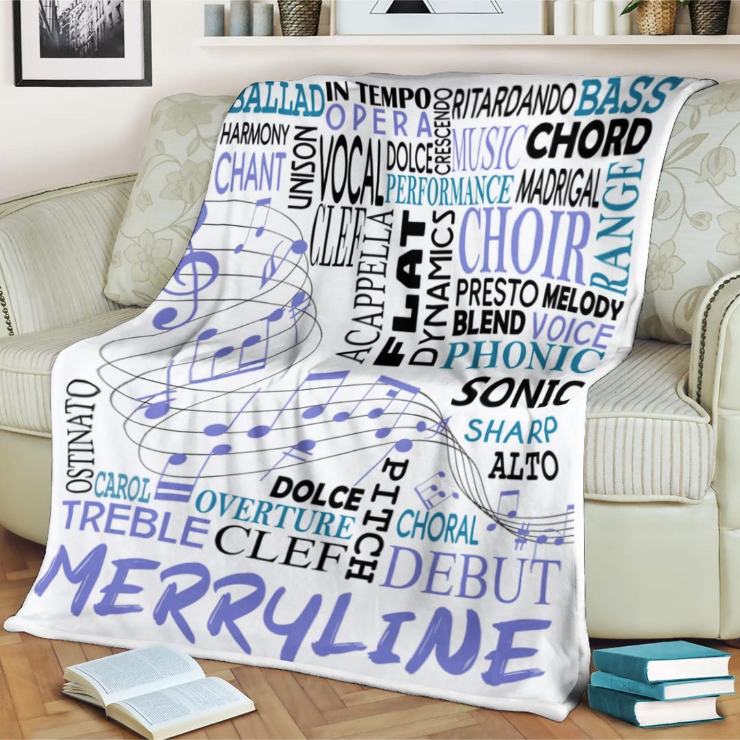 Custom Music Blanket, Custom Name, Musician Blanket Gift, Music Lover