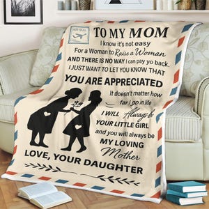 Manta para mi mamá, carta sincera, corazón de hija a madre, regalo personalizado por correo aéreo, manta sentimental para el Día de la Madre para mamá
