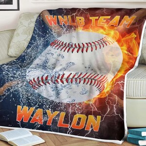 Manta de béisbol personalizada, manta de béisbol, manta de deportes de equipo, regalo de entrenador de béisbol, regalo para fanáticos del béisbol, regalo de jugador de béisbol