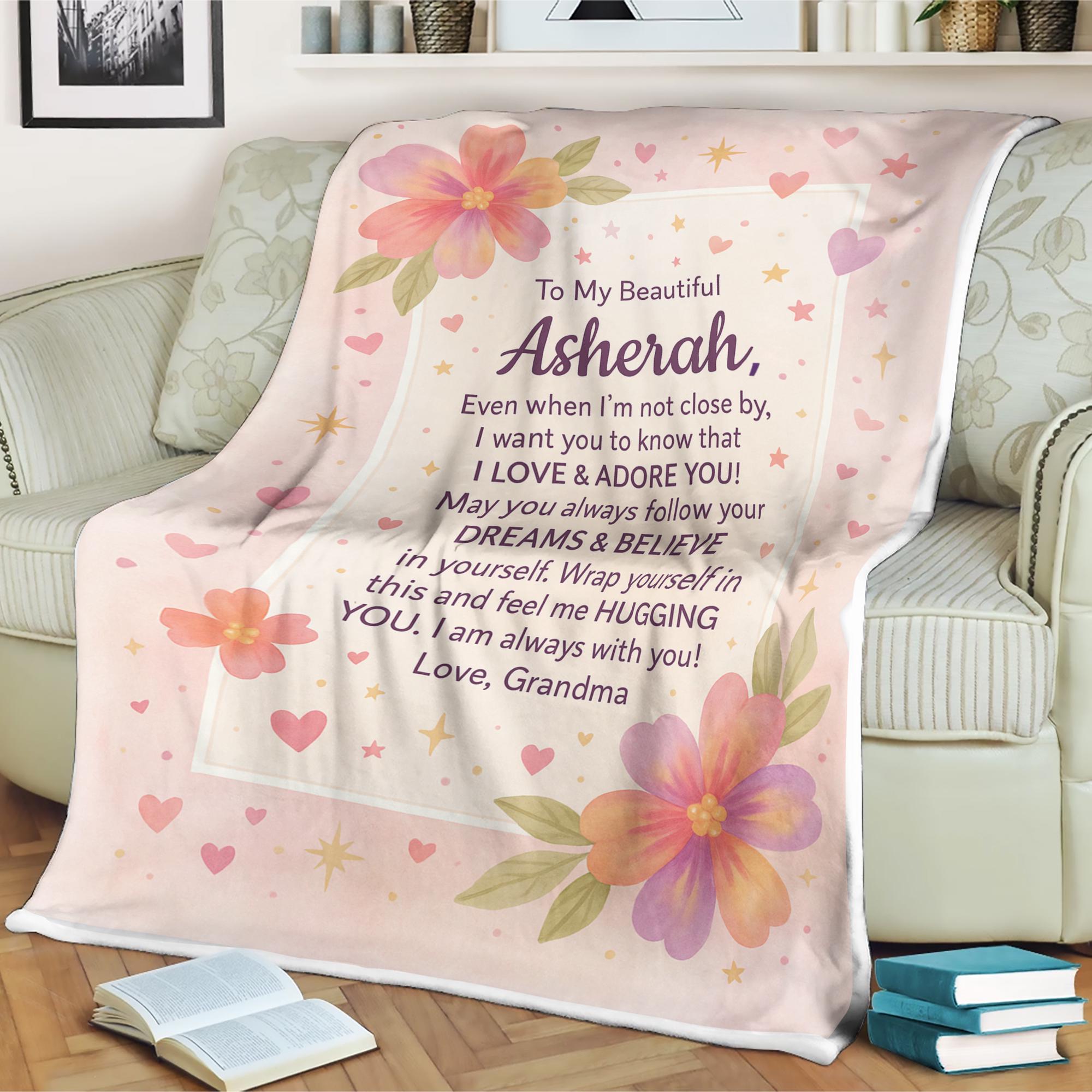 Personalized 'Hug This' Blanket: Flower Gift For Your Granddaughter