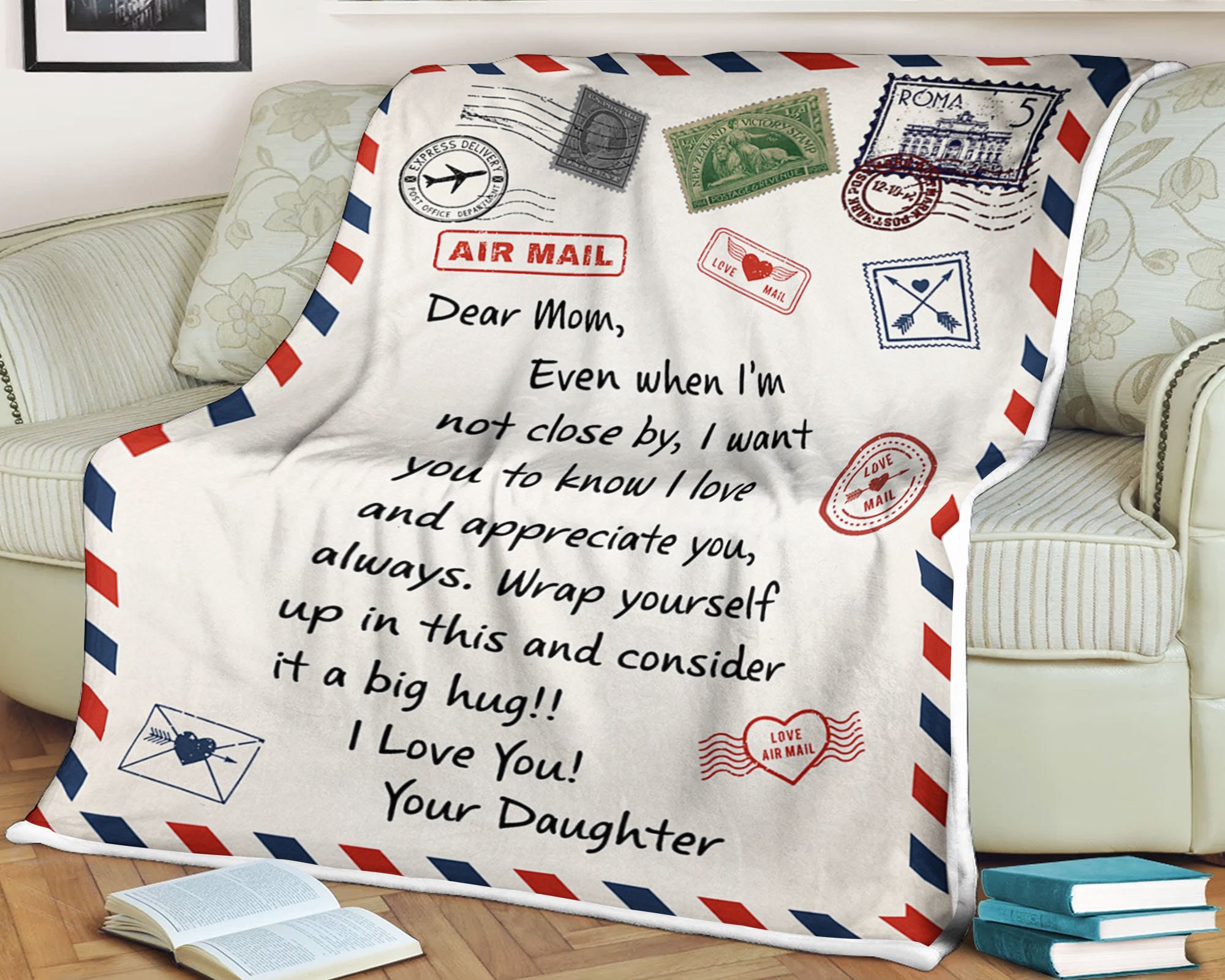 Letter Blanket Dear Mom Even When I m Not Close by I Want You to Know I Love and Appreciate Consider It a Big Hug I Love You Your Daughter Etsy