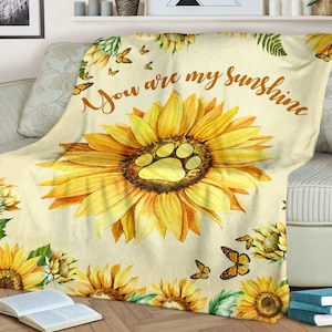 Sunflower butterfly dog blanket you are my sunshine