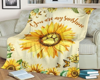 Sunflower butterfly dog blanket you are my sunshine