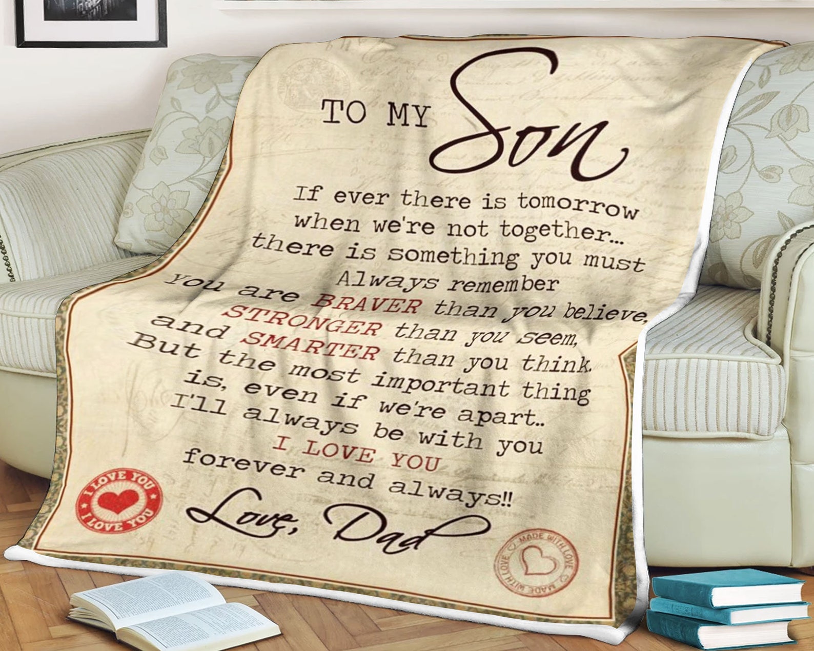 Letter Blanket to My Son You Are Braver, Stronger and Smarter, Love Dad
