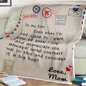 Cobertor com fundo de coração e letras para meu filho, feliz dia dos pais, melhor presente para filho, eu amo e aprecio, amo a mãe, cobertor com nome personalizado