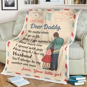 Manta para papá de hija: "Siempre serás mi hombre número uno", carta por correo aéreo, manta polar personalizada, idea de regalo para el Día del Padre