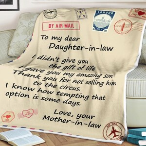 Carta manta para mi querida nuera, te regalé a mi maravilloso hijo, amo a tu suegra, regalo para nuera, regalo para navidad