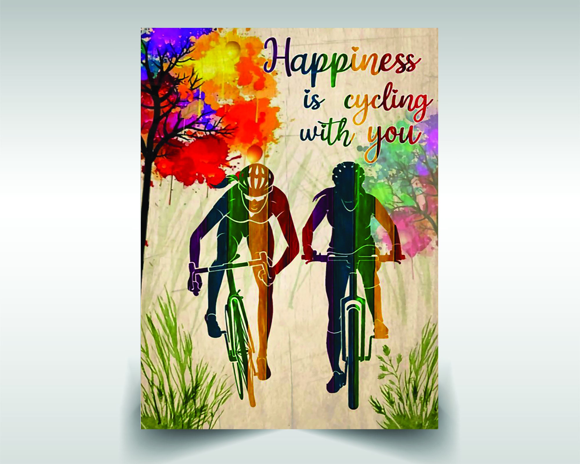 Bike racing canvas poster happiness is cycling with you Etsy