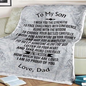 Manta de lana de fondo estampada, para mi hijo, regalo para hijo de papá, manta de navidad Regalo de papá manta, manta personalizada, amor papá
