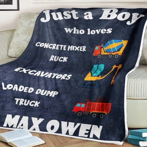 Dump truck blanket, Personalized construction blanket, baby blanket, Tractor kids blanket, Construction vehicle blanket, Baby name blanket