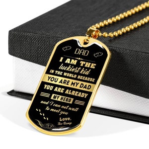 Heart black background dog tag necklace dad, i am the luckiest kid you are my dad, love the bump, fathers day gift, anniversary gift for dad