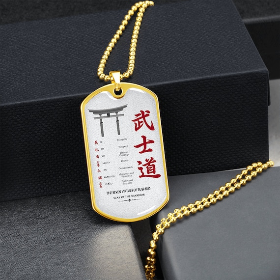 サムライ ドッグタグ ネックレス シルバー ゴールド 武士道の七つの