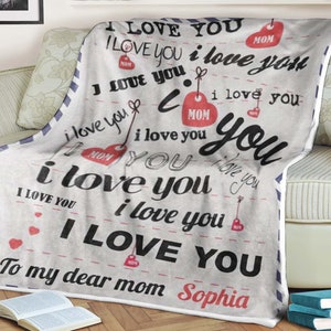 Cobertor de coração com letras, cobertor com nome personalizado, cobertor para o dia das mães, cobertor de presente para a mãe, sogra, para minha querida mãe, presente da filha