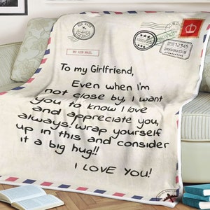 Manta con carta de amor personalizada para mi novia, regalo de Navidad, cumpleaños, ocasiones especiales, manta de cama suave de felpa