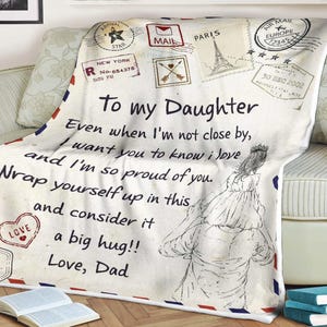Carta cobertor para minha filha eu amo e estou tão orgulhoso de você, presente de natal, ação de graças, presente de aniversário, presente de dia das mães, amor pai