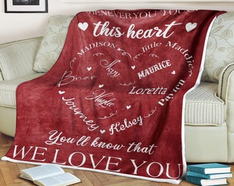 Personalisierte Namen Herz Decke benutzerdefinierte Namen Decke, Decken mit Monogramm, Oma Decke, Familiendecke, personalisierte Decke mit Namen