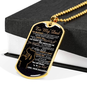 Father holding baby in his arms dog tag necklace, to my dad, you will always in my heart love your daughter, father’s day gift, gift for dad