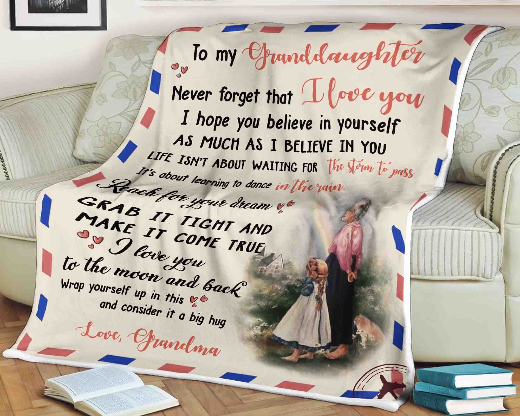 LHD Family blanket Grandpa and Grandma to granddaughter Sofa Blanket Printed i 