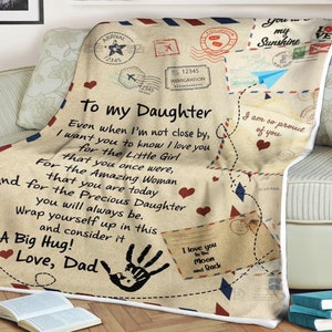 Carta manta para mi hija consideralo un gran abrazo te amo papa, regalo de aniversario para hija, regalo para navidad, regalo de aniversario para familia