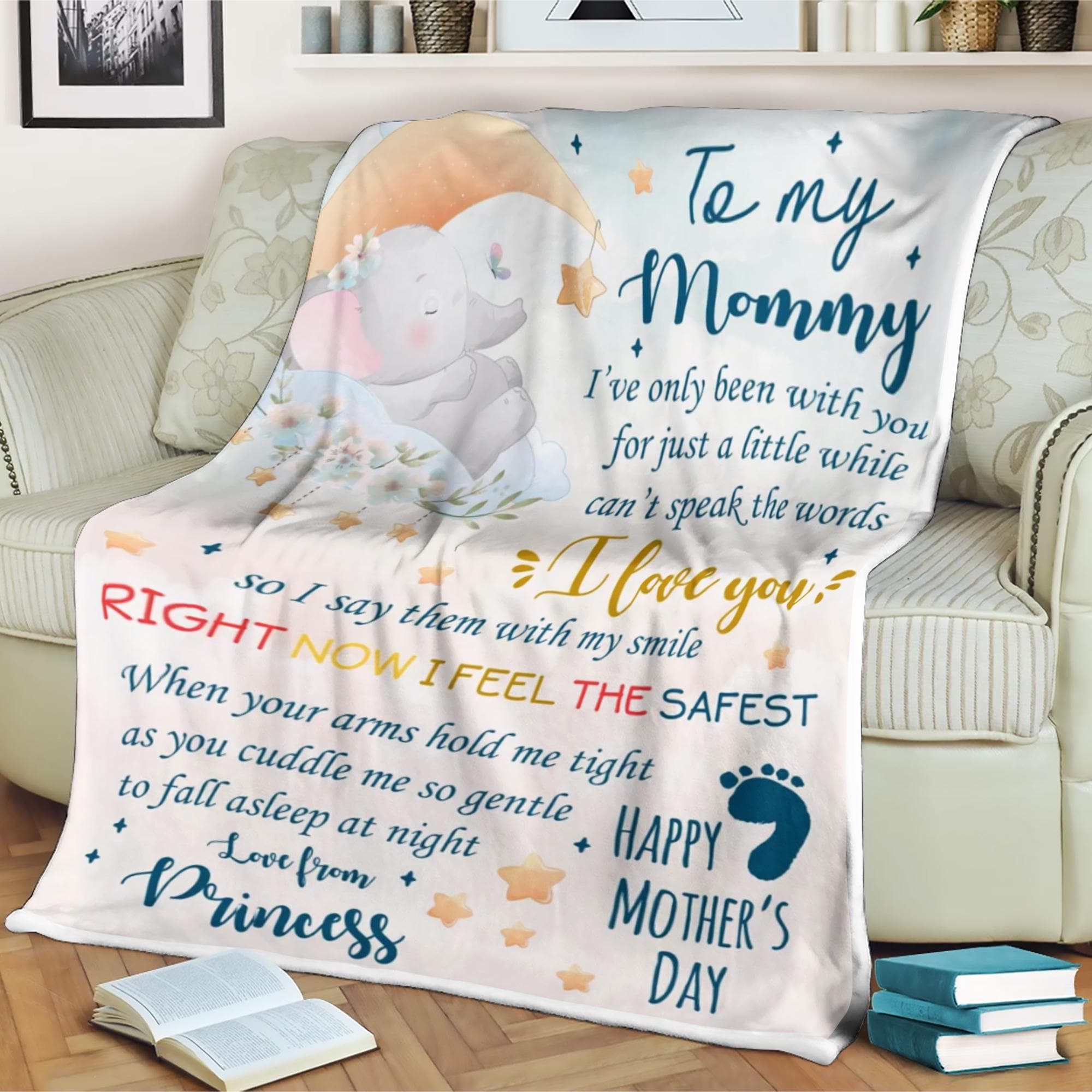 Coperta Morbida Per Neomamma – 127x152 Cm – Con Elefante – Regalo Per Donna