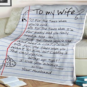Manta con carta personalizada para mi esposa para los momentos en los que tienes frio para los momentos en los que estoy lejos y realmente necesitas un abrazo tu esposo