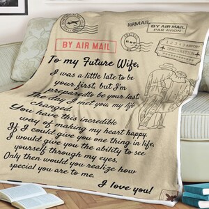 Carta casal cobertor para minha futura esposa cheguei um pouco atrasado para ser seu primeiro, eu te amo, presente de aniversário para esposa, presente de natal