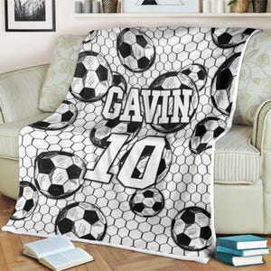 Soccer blanket gavin 10 Soccer Player Blanket, Soccer Coach Gift, Soccer Lover Gift, Gift For Soccer Player, Soccer Team Gifl