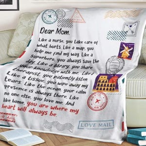 Manta de cartas querida mamá, regalo para mamá, manta personalizada para mamá, manta para mamá, manta del día de las madres, regalo de cumpleaños de hija