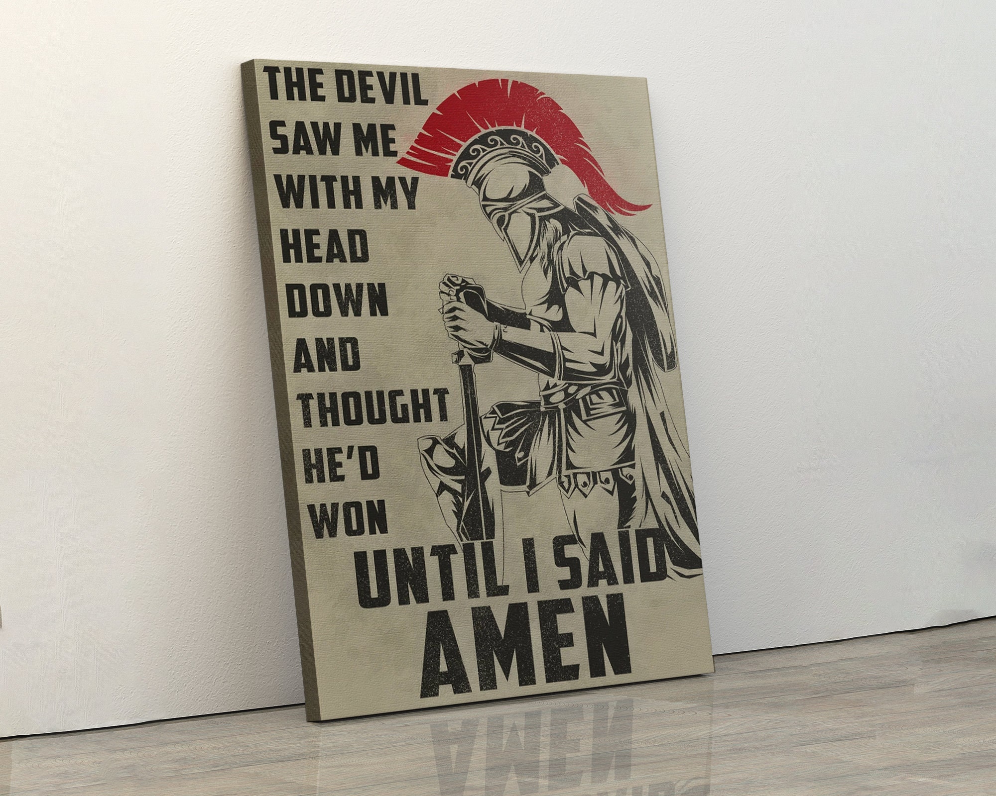 Spartan Poster Warrior Canvas the Devil Saw Me With My Head