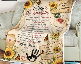 Fleecedeken To My Daughter, cadeau van moeder, gepersonaliseerde dochterdeken, verjaardagscadeau, Moederdagcadeau, citaat dikke knuffel