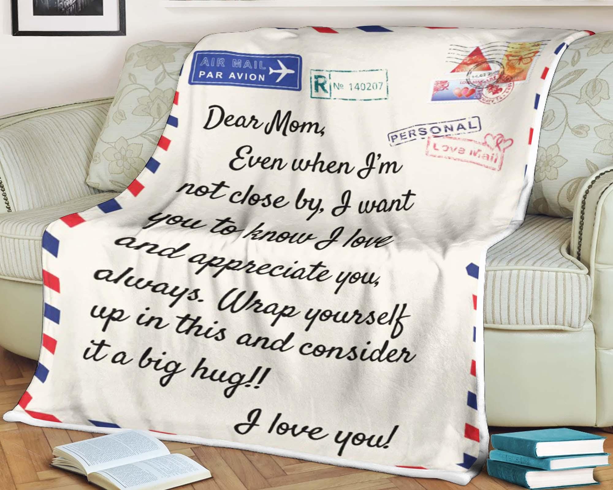 Coperta in pile con lettera d'amore / Regalo per la festa della mamma - Italia