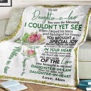 Flower blanket to my daughter in law you brought a special joy right from the start, love mom, blanket from mom, Christmas gift anniversary