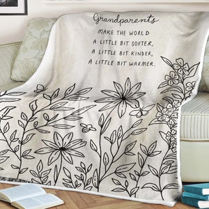 Manta personalizada con letras escritas a mano para abuelos, manta para abuelos, manta con nombre personalizado, manta de aniversario, manta de flores